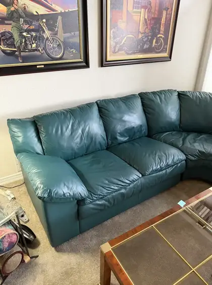 Leather couch after repair Denver