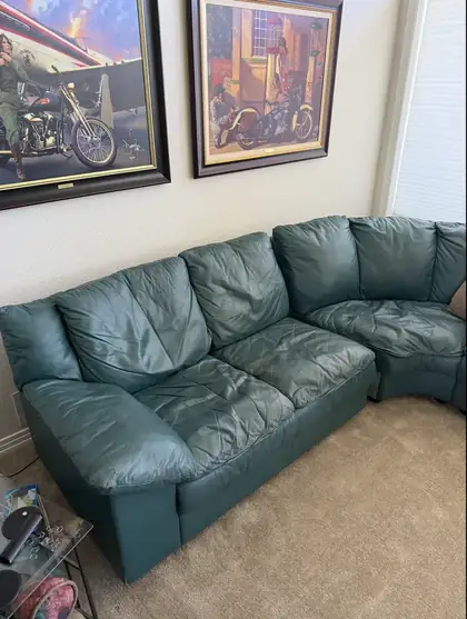 Leather couch pet scratch before repair Denver