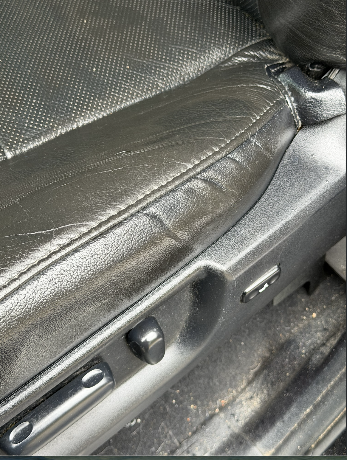 Car seat leather crack after repair